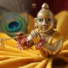 KJJ Radiant 92.5 Sterling Silver Laddu Gopal ji Nazariya – Handcrafted Shiny Silver Tube & Pink Bead Protective Rings (Set of 2)