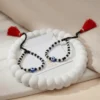 KJJ Radiant 92.5 Sterling Silver Baby Nazariya – Handcrafted High-Density 2.5mm Star-Cut Silver Ball & Central Evil Eye Protection Bracelets (Set of 2)