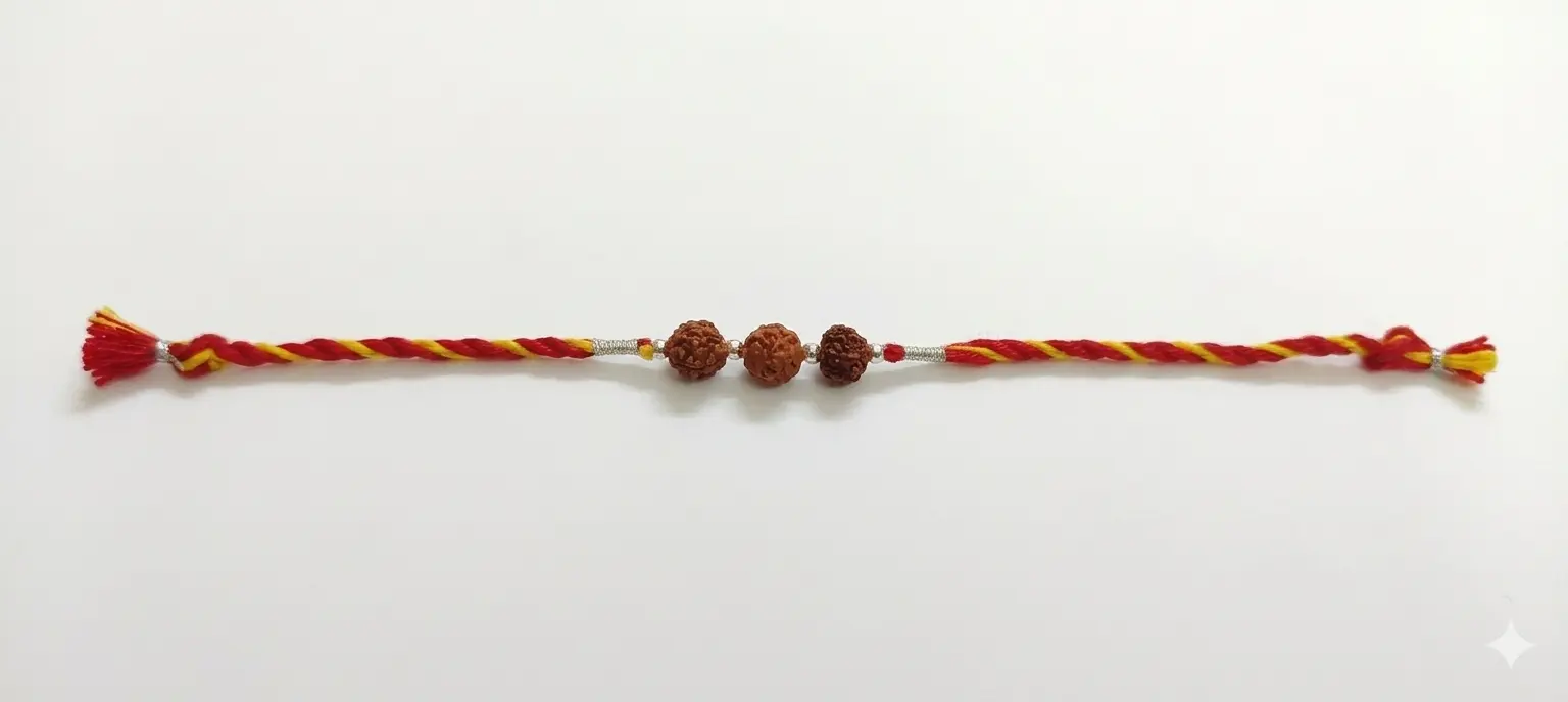Divine Triple Rudraksha 92.5 Silver Designer Rakhi| Kanha Ji Jewels - Image 6
