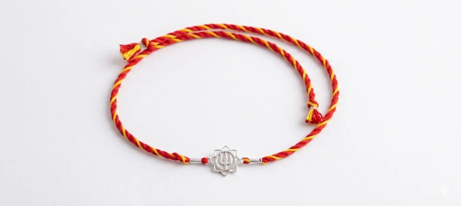 The Sacred Lotus & Trishul Pure 92.5 Silver Rakhi | Kanha Ji Jewels - Image 5