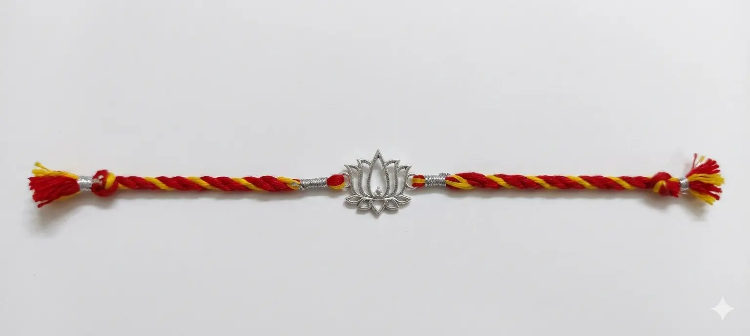 Pure Lotus 92.5 Sterling Silver Sacred Rakhi | Kanha Ji Jewels - Image 8