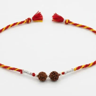 Twin Rudraksha Harmony 92.5 Sterling Silver Rakhi| Kanha Ji Jewels