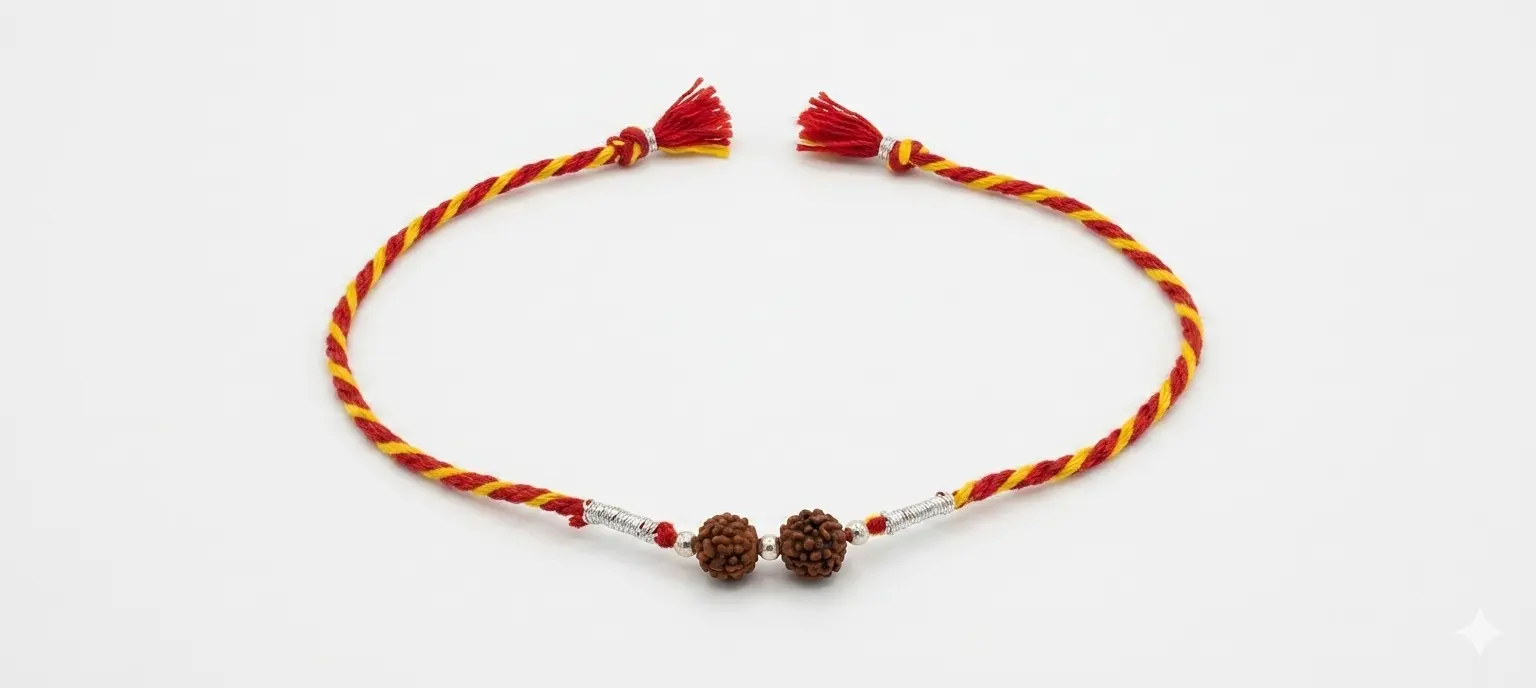 Twin Rudraksha Harmony 92.5 Sterling Silver Rakhi| Kanha Ji Jewels