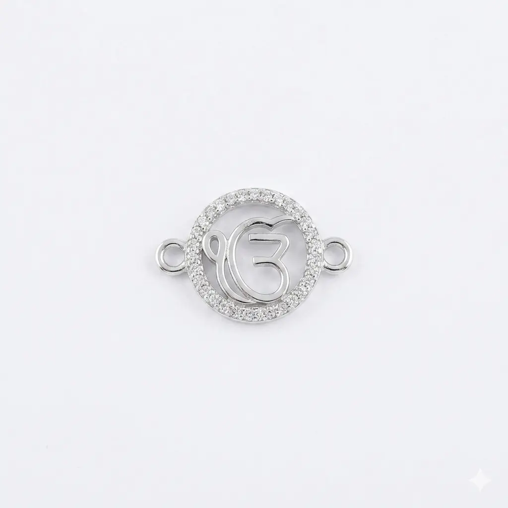 "Ek Onkar" 92.5 Sterling Silver Zirconia Rakhi | Kanha Ji Jewels - Image 4