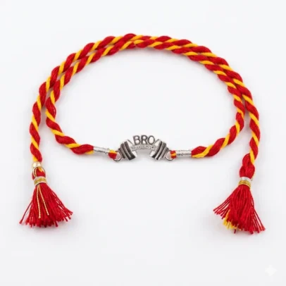 Gym Dumbbell "BRO" 92.5 Sterling Silver zirconia Rakhi | Kanha Ji Jewels