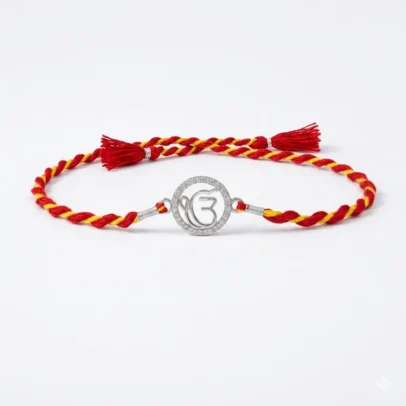 "Ek Onkar" 92.5 Sterling Silver Zirconia Rakhi | Kanha Ji Jewels