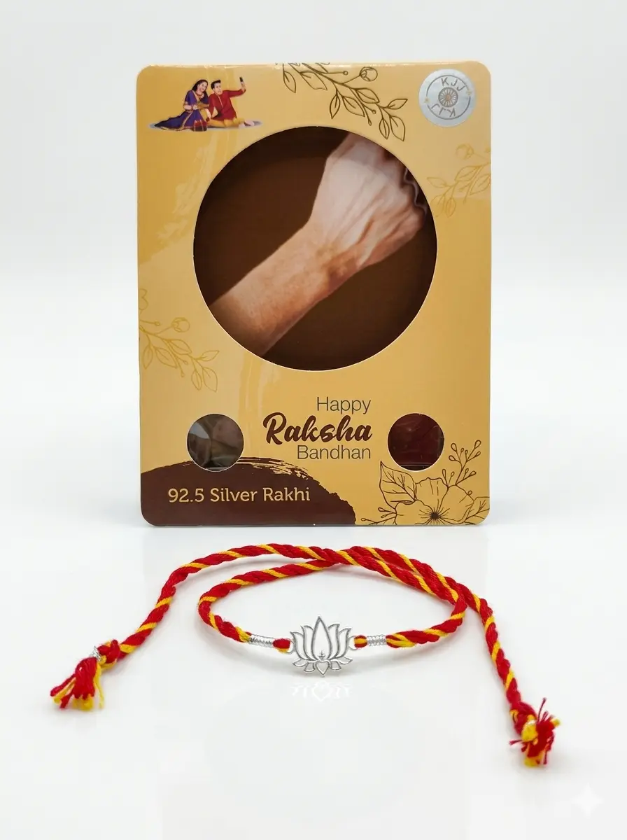 Pure Lotus 92.5 Sterling Silver Sacred Rakhi | Kanha Ji Jewels - Image 7