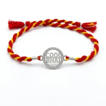 "Cool Bhai" 92.5 Sterling Silver Zirconia Rakhi | Kanha Ji Jewels