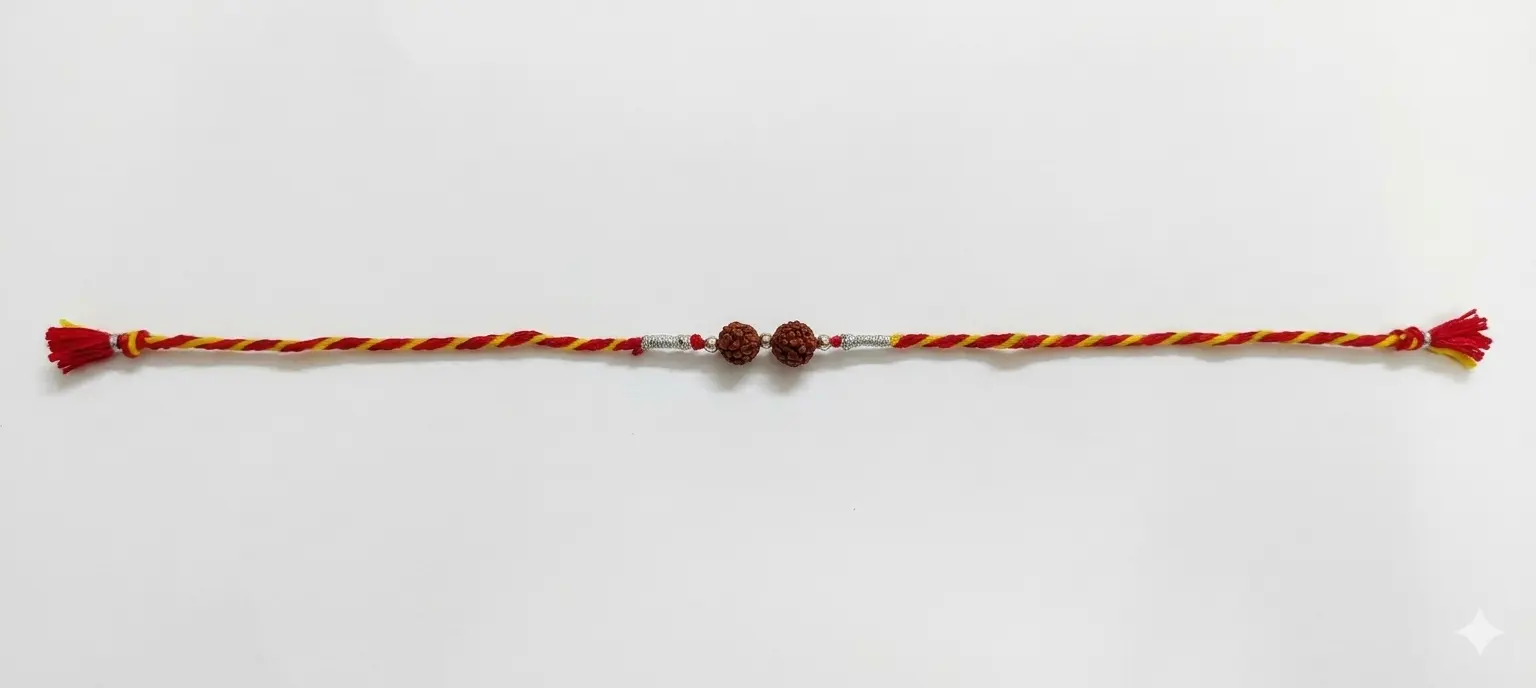 Twin Rudraksha Harmony 92.5 Sterling Silver Rakhi| Kanha Ji Jewels - Image 7