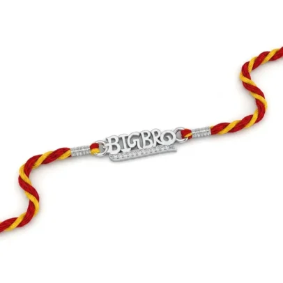 Sparkling "Big Bro" 92.5 Sterling Silver zirconia Rakhi | Kanha Ji Jewels