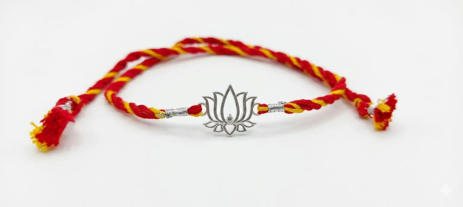 Pure Lotus 92.5 Sterling Silver Sacred Rakhi | Kanha Ji Jewels