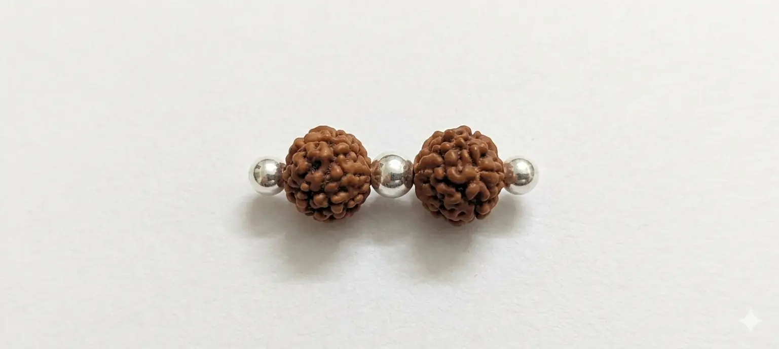 Twin Rudraksha Harmony 92.5 Sterling Silver Rakhi| Kanha Ji Jewels - Image 5