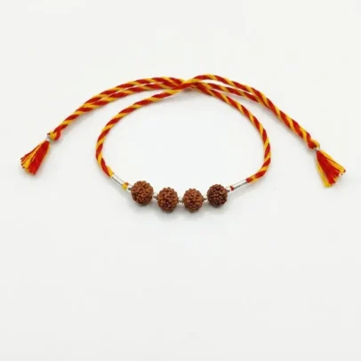 Quad-Protection Rudraksha 92.5 Silver Luxury Rakhi| Kanha Ji Jewels