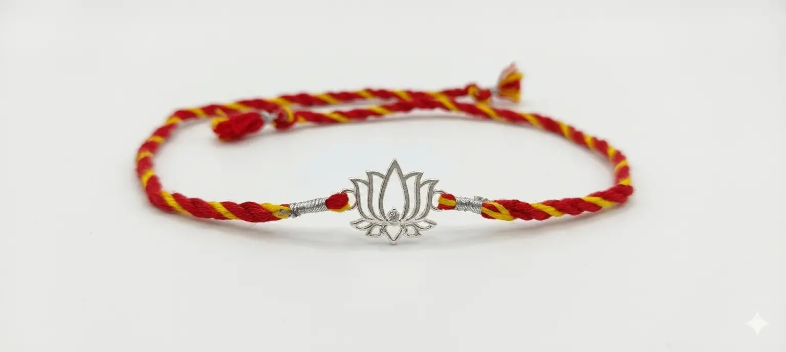 Pure Lotus 92.5 Sterling Silver Sacred Rakhi | Kanha Ji Jewels - Image 4