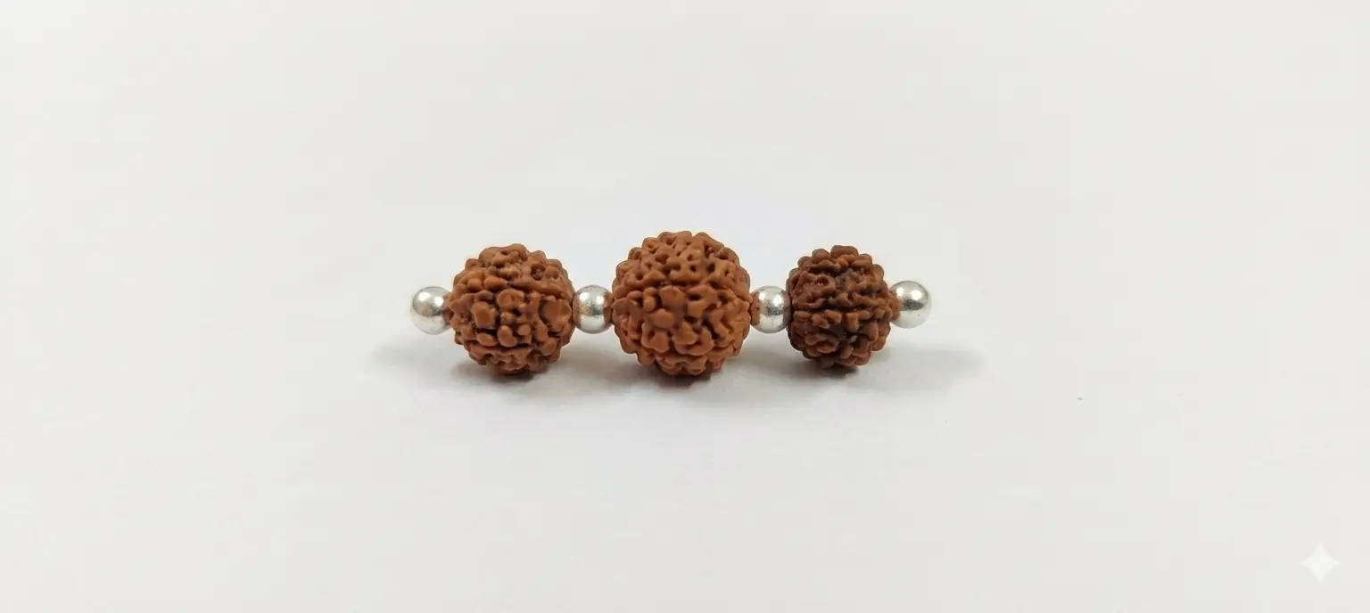 Divine Triple Rudraksha 92.5 Silver Designer Rakhi| Kanha Ji Jewels - Image 2