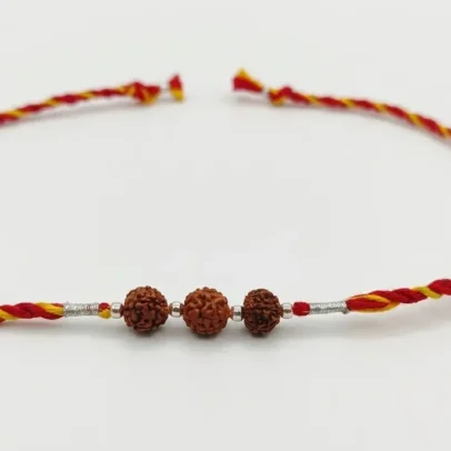 Divine Triple Rudraksha 92.5 Silver Designer  Rakhi| Kanha Ji Jewels