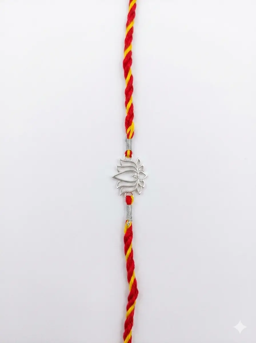 Pure Lotus 92.5 Sterling Silver Sacred Rakhi | Kanha Ji Jewels - Image 3